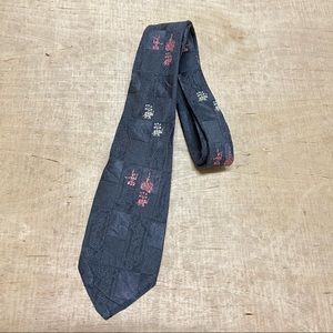 Vintage Silk Neck Tie Dark Gray Pattern Classic Business Tie